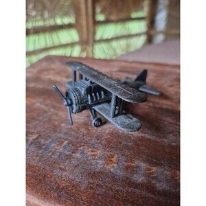 Vintage Metal Airplane Pencil Sharpener! Bi-plane, Spinning Propeller, Works!
